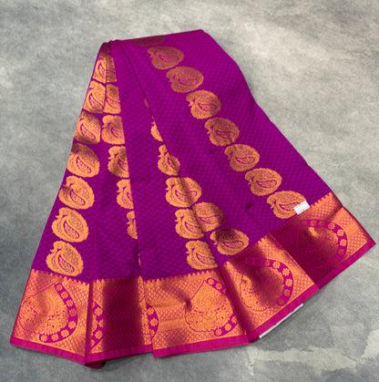 Vegan Silk Saree Vadamali Colour Saree with Copper Border