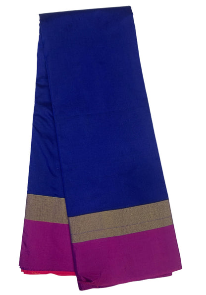 Arani Silk Saree Blue Colour with Pink Border and Golden Zari