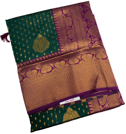 Art Silk Saree Bottel Green Shade with Magenta Border