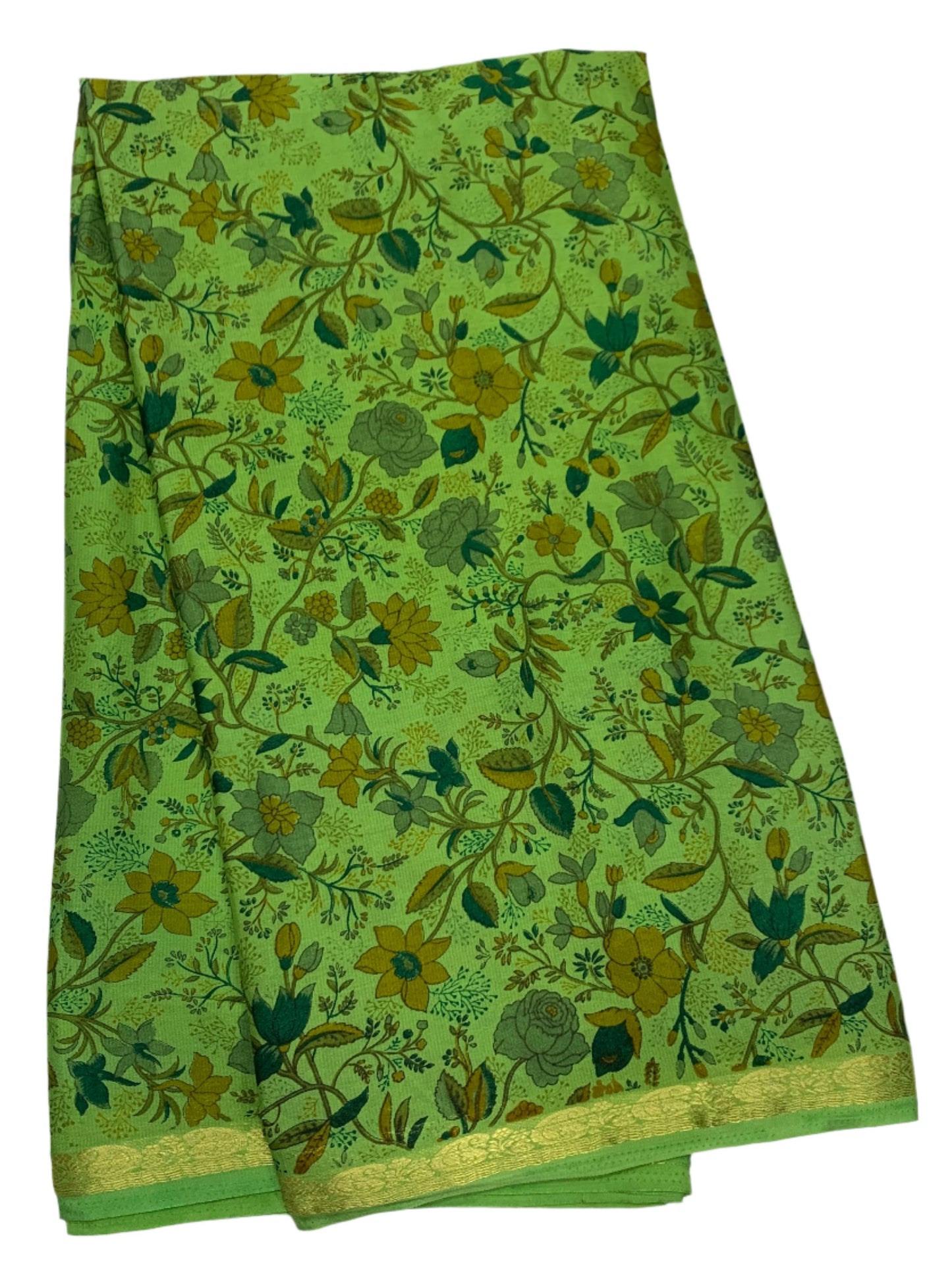 Crepe Saree Light Green Colour with Floral Design