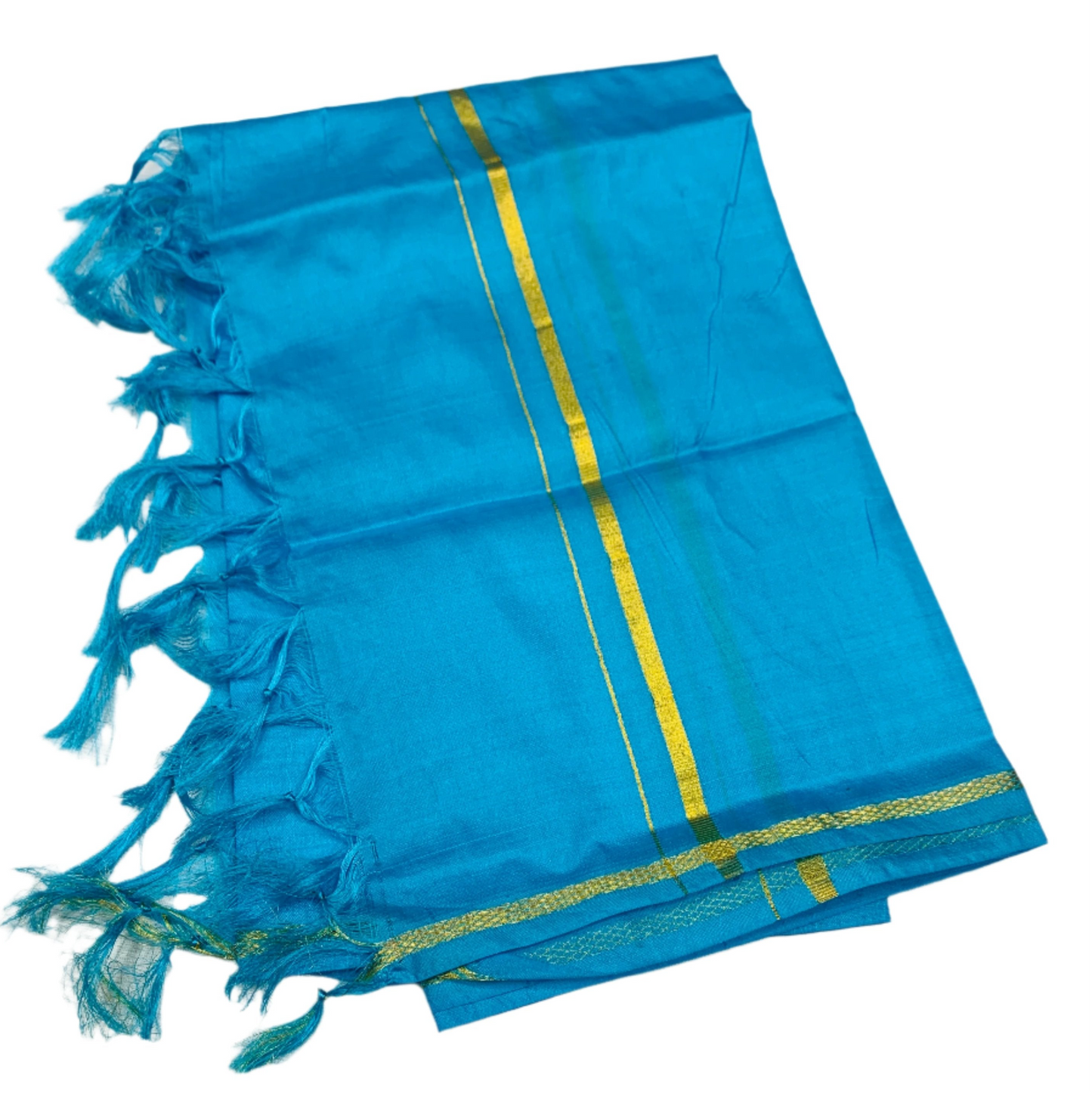 Silk Pooja Towel Sky Blue Colour