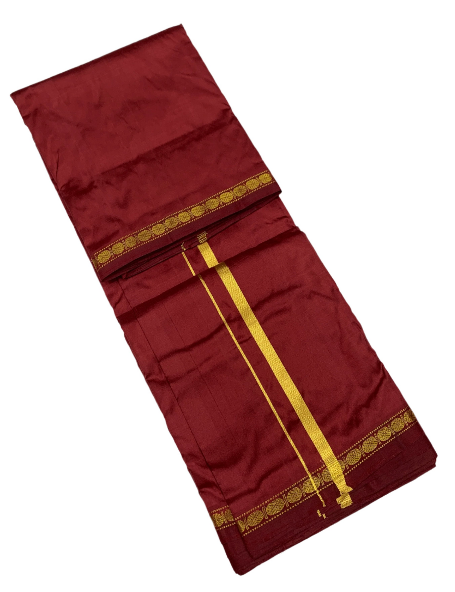 9X5 Pure Silk Dhoti Maroon Small Border