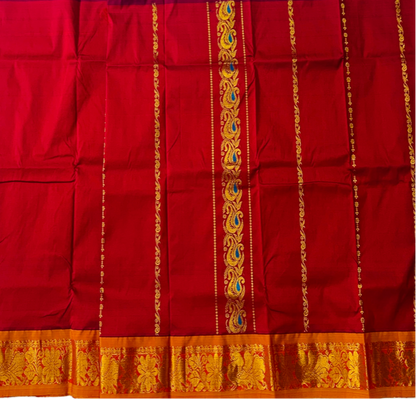 Maroon shade Semi Silk Kids Pattu Pavadai with contrast border for age 2 to 5