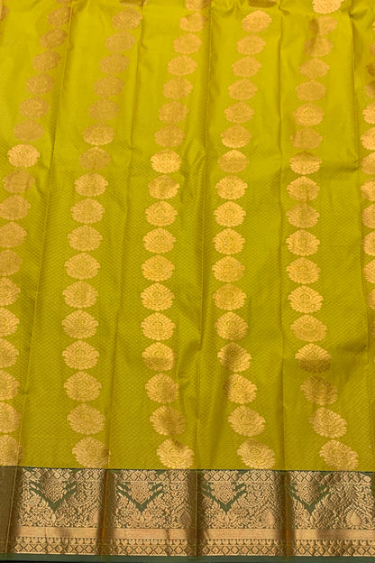 Vegan Silk Saree Mustard Colour Saree with Copper Border