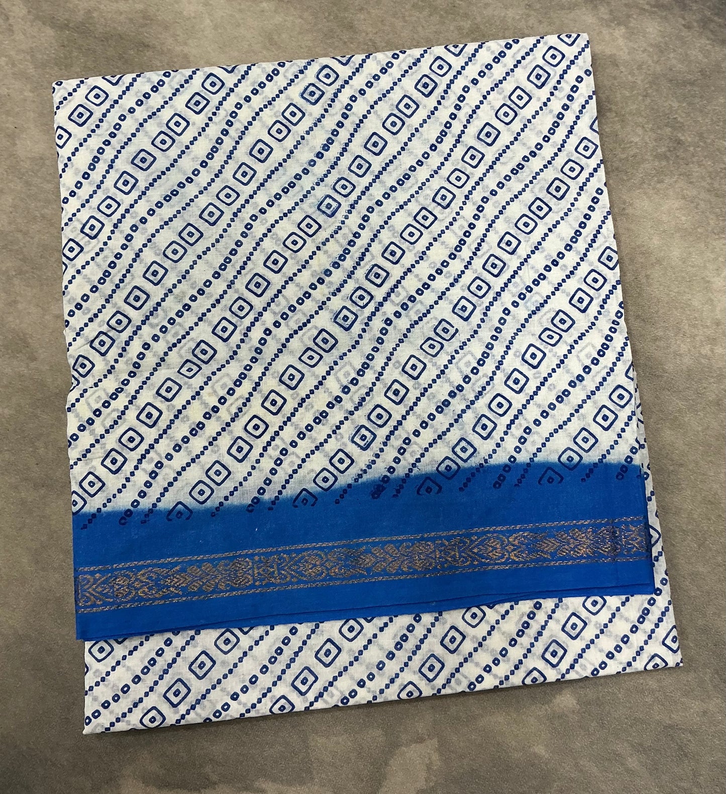 Chettinad Sungudi Cotton White Colour with Sky Blue Colour Border