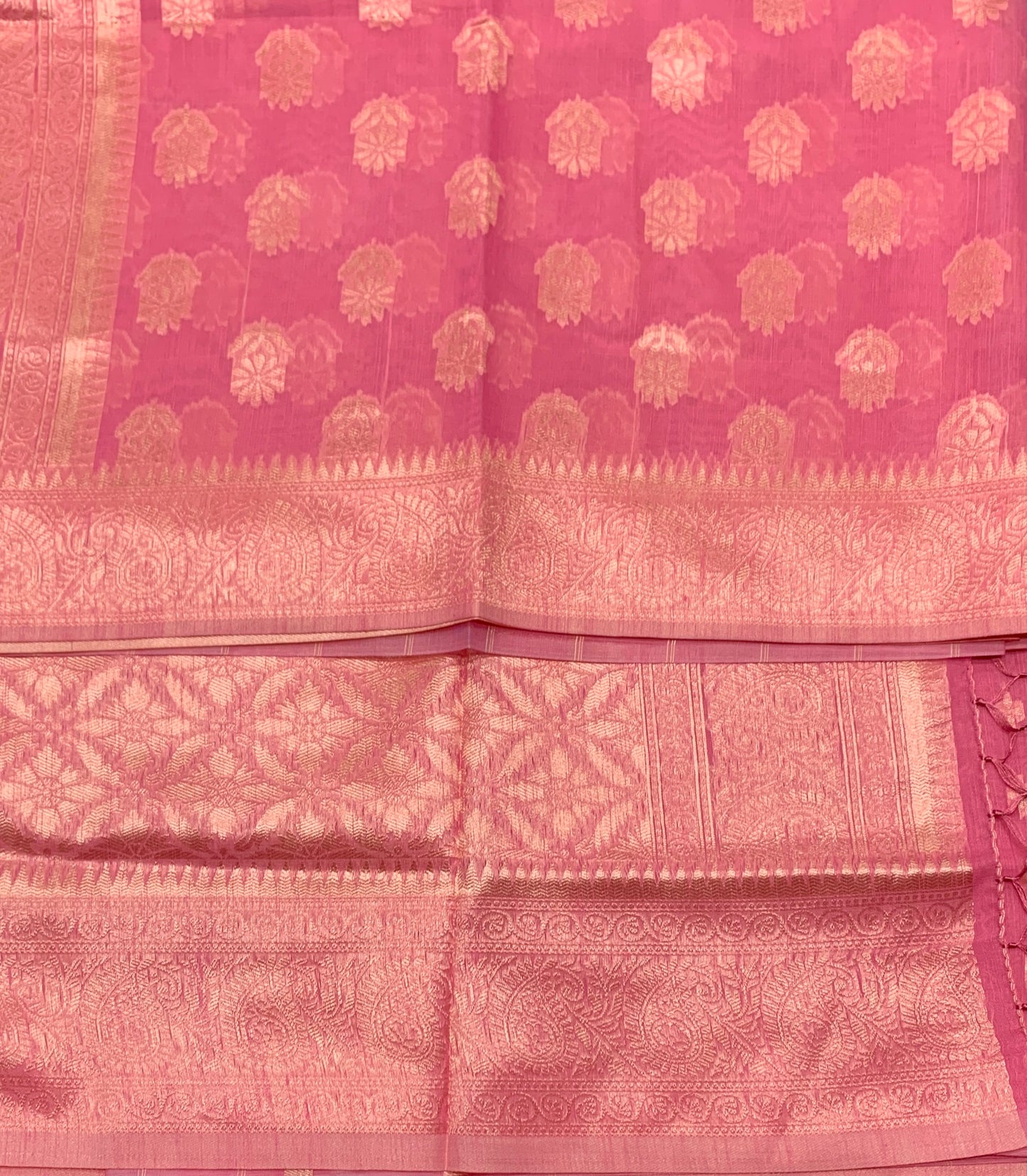 Banaras Katan Saree Pink Colour with Katan Work Border