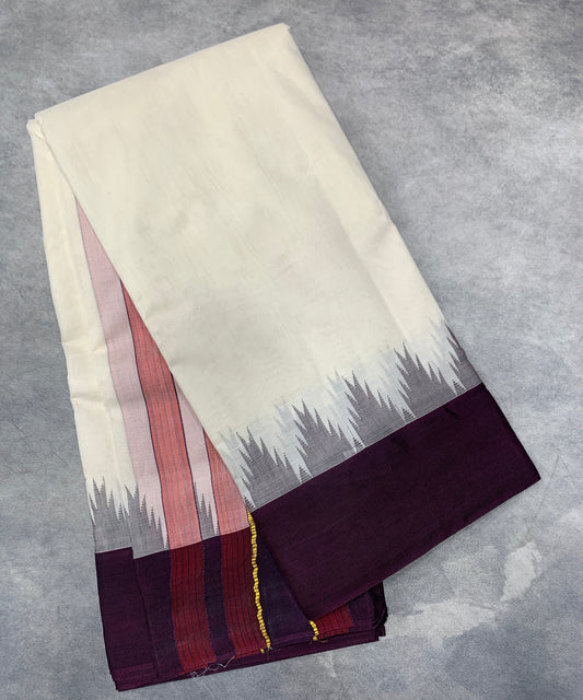 9X5 Cotton Unbleached dhoti with Angavastram