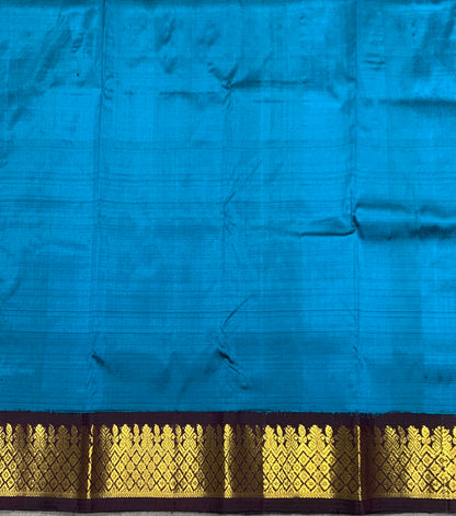 Sky Blue Shade Pure Kanchipuram Kids Pattu Pavadai with Contrast Border for Newborn to 2 Years