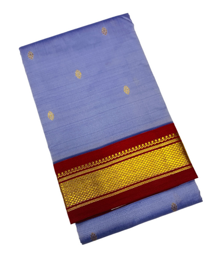 Pure Kanchipuram Silk Saree Lavender shade with Maroon Border