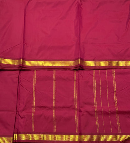 9 yards Vegan Silk Saree Soft Maroon Colour with Golden Border