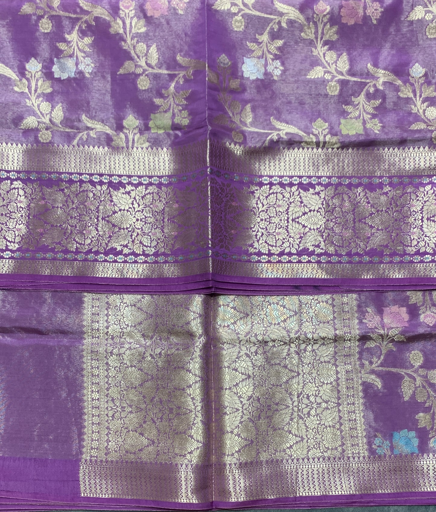 Meenakari Banaras Tissue Silk Saree Purple Colour