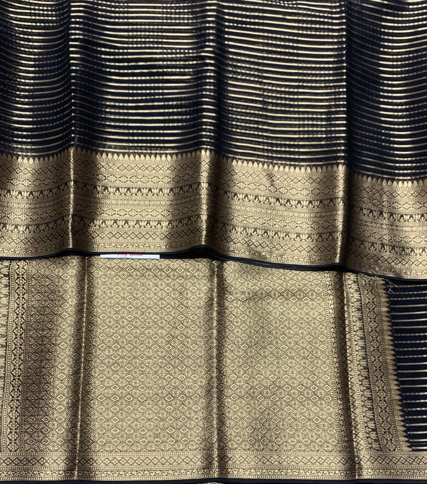 Georgette Saree Block Colour with Sliver Floral Design Border