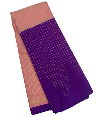 Arani Silk Saree Baby Pink Colour with Violet Border