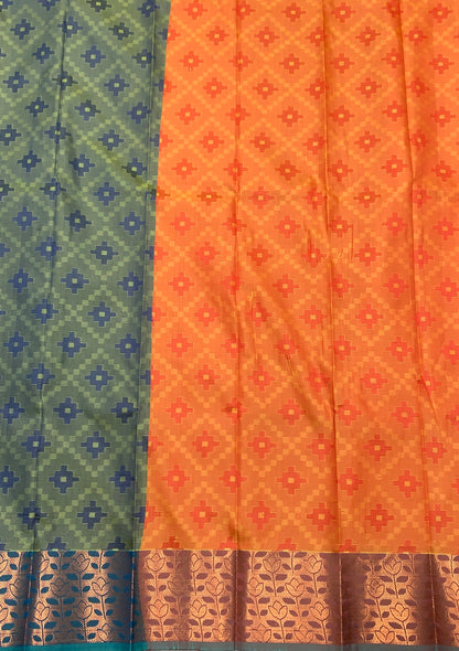 Synthetic Cotton Saree Gray Shade with Copper Border