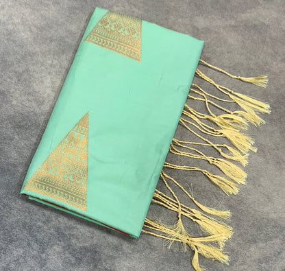 Art Silk Saree Mint Green Colour with Borderless