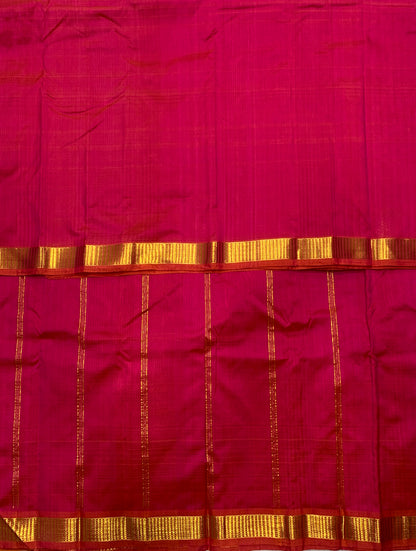 Pure Kanchipuram Silk Pink Colour with Golden Zari Border