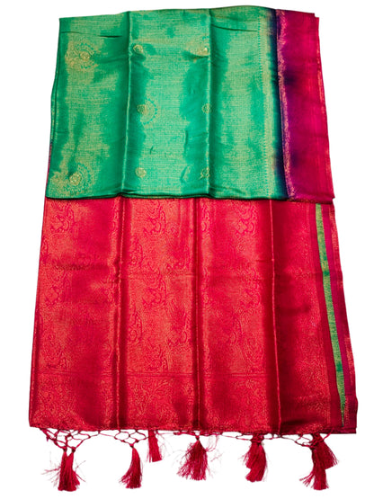 Sapphire shade kuberra pattu with Pink Pallu