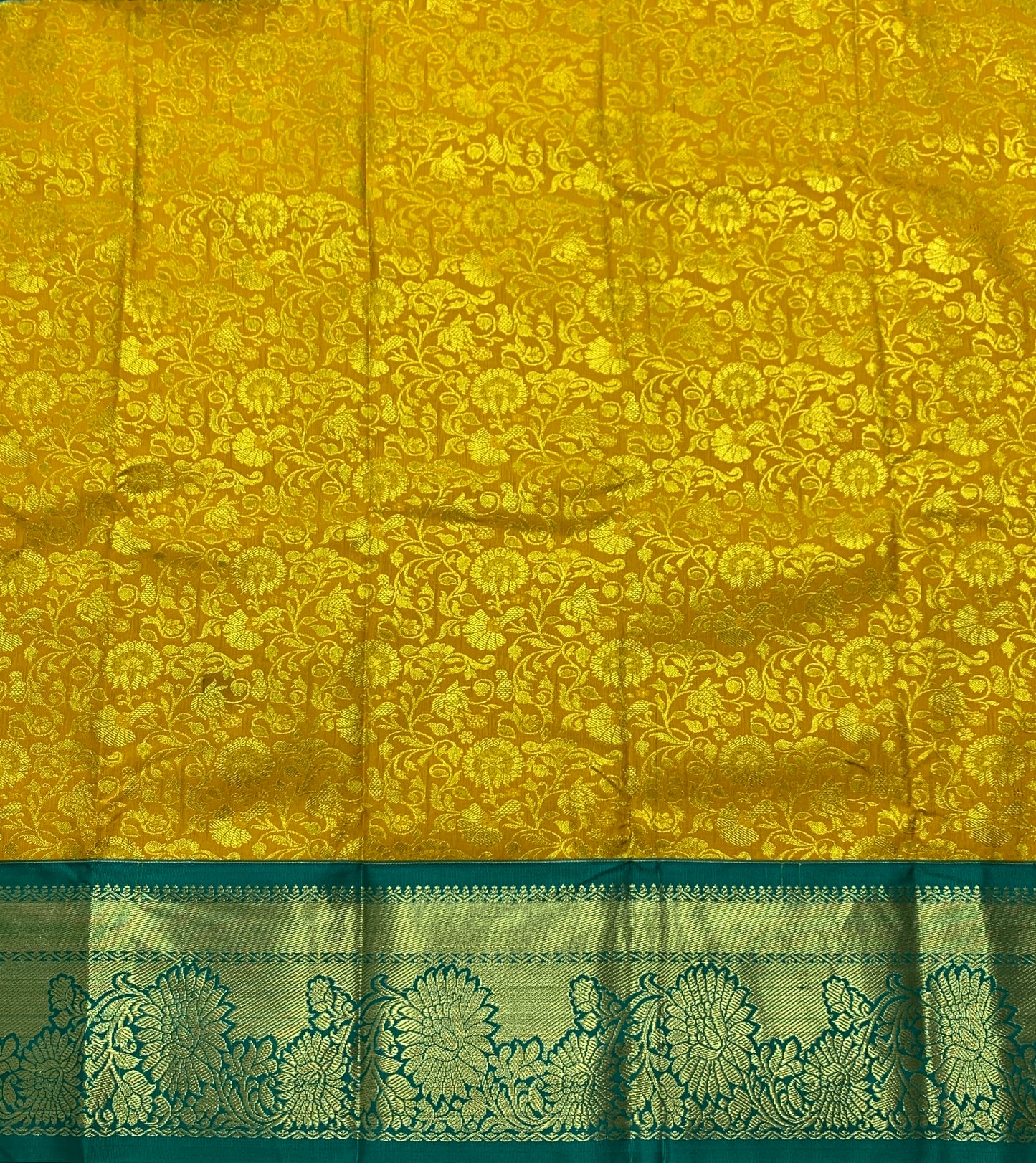 Mustard Shade Vegan Silk Kids Pattu Pavadai with Contrast Border for age 2 to 5