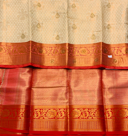 Art Silk Saree Ivory Shade with Red Border