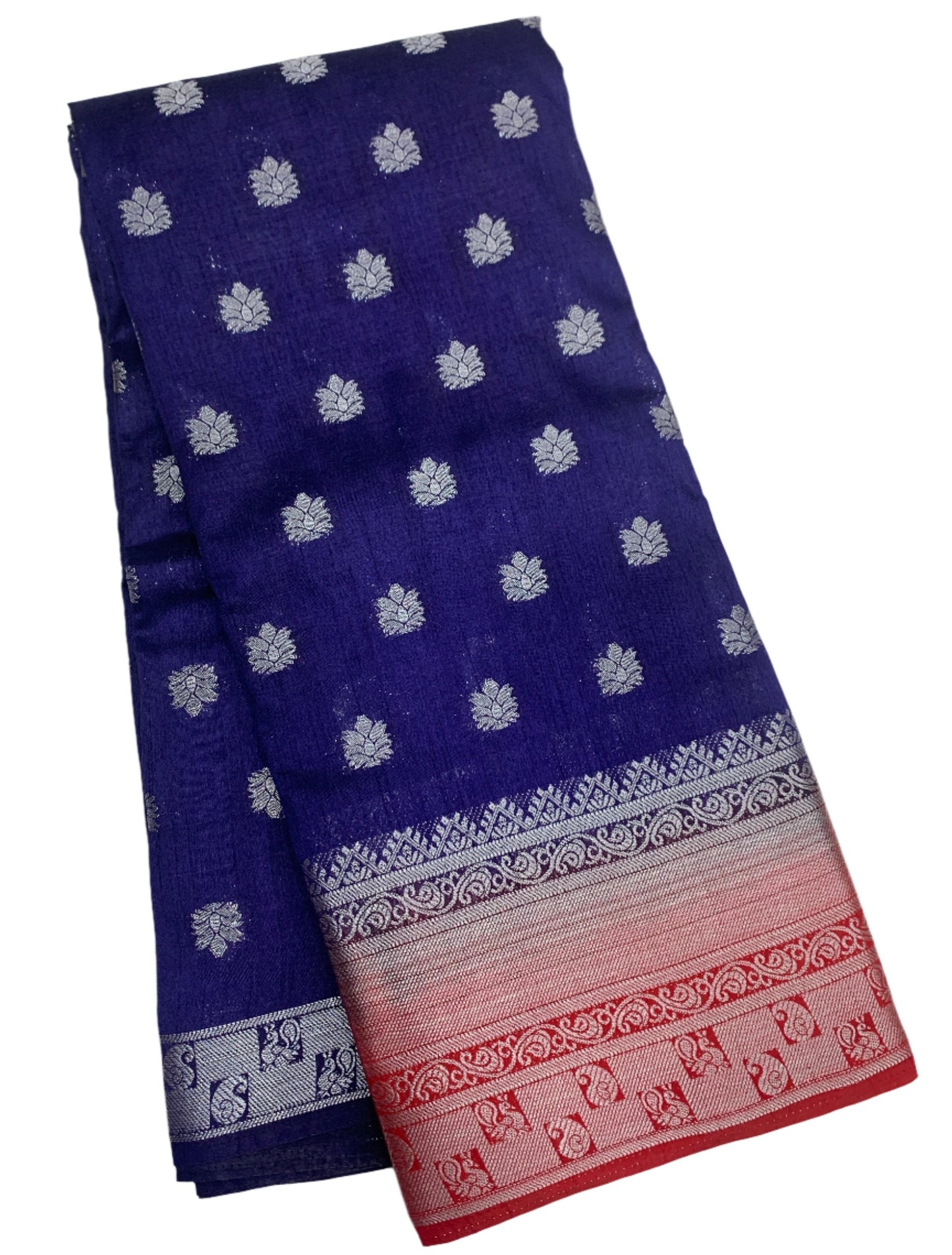 Tussar Saree Colour Navy Blue Colour with Red Border