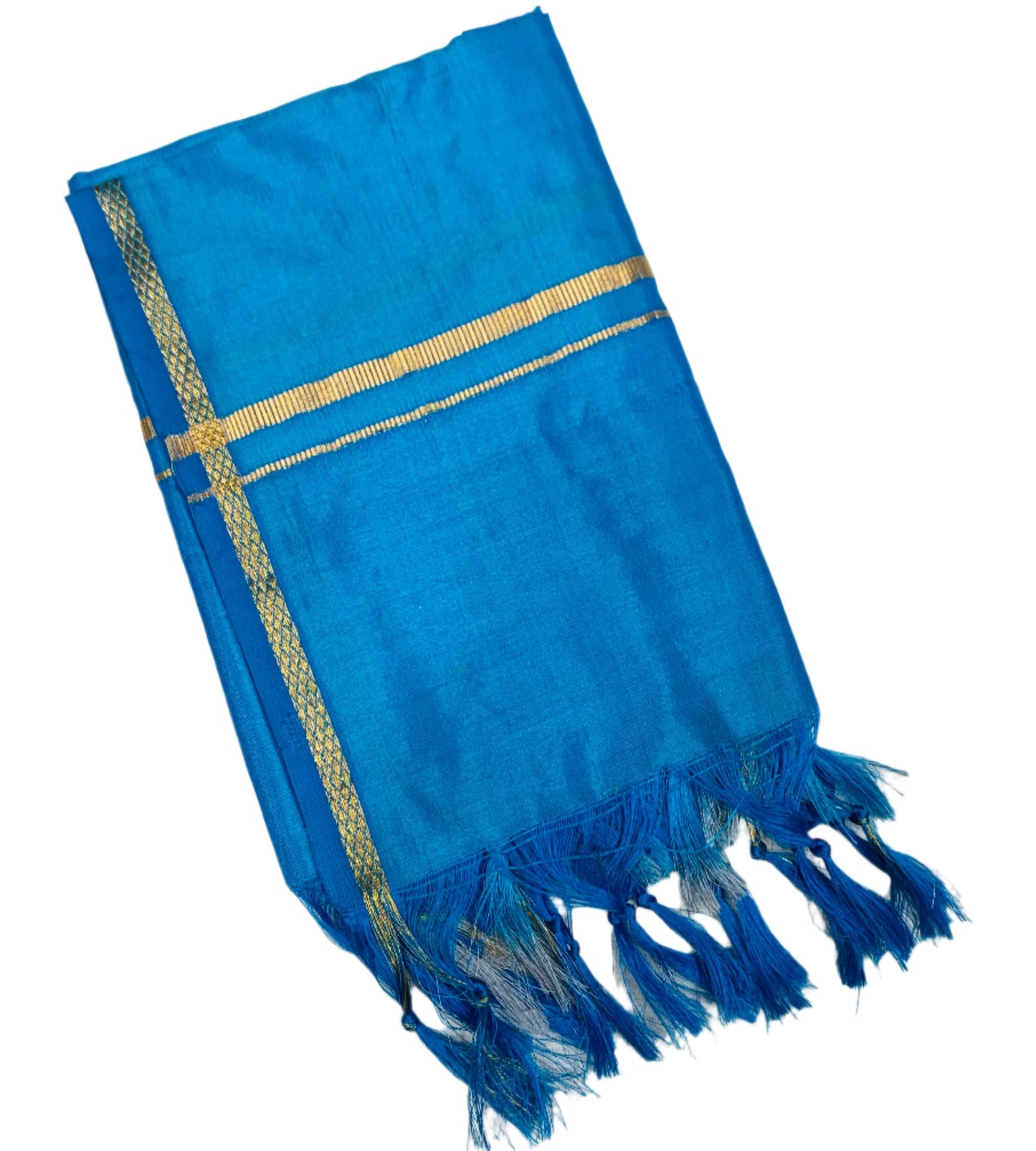 Silk Pooja Towel Sky Blue Colour