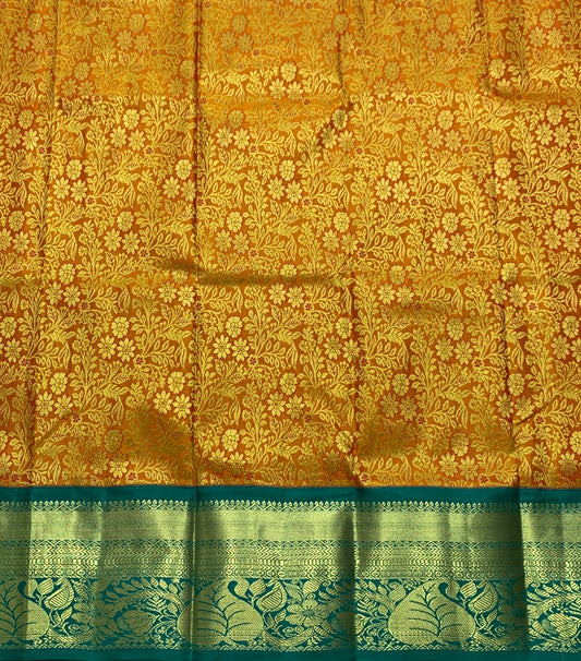 Mustrad Shade Vegan Silk Kids Pattu Pavadai with Contrast Border for age 2 to 5