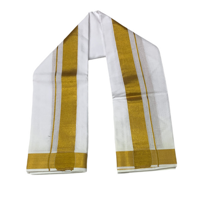 Cotton Pooja Towel White  with Big Zari Border - Pack of 5