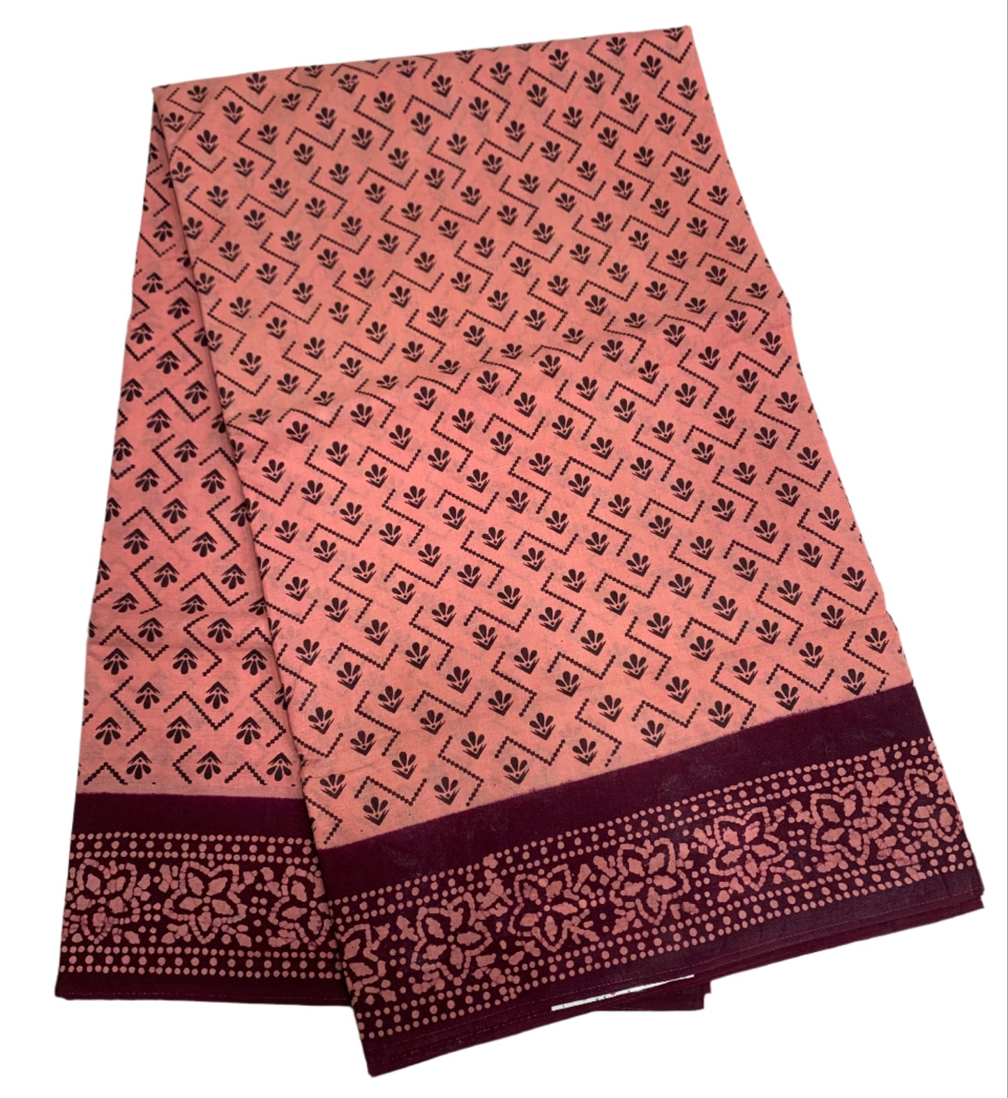 Chettinad Sungudi Cotton Peach Colour Brown Border