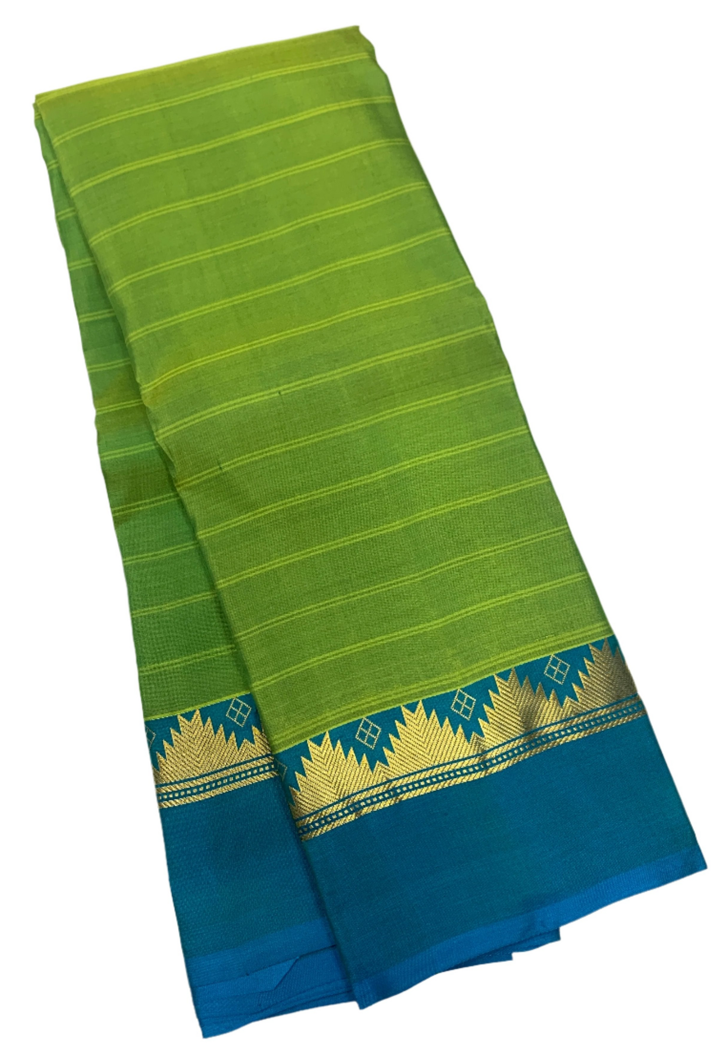 Pure Kanchipuram Silk Saree Olive Green shade with Blue Border