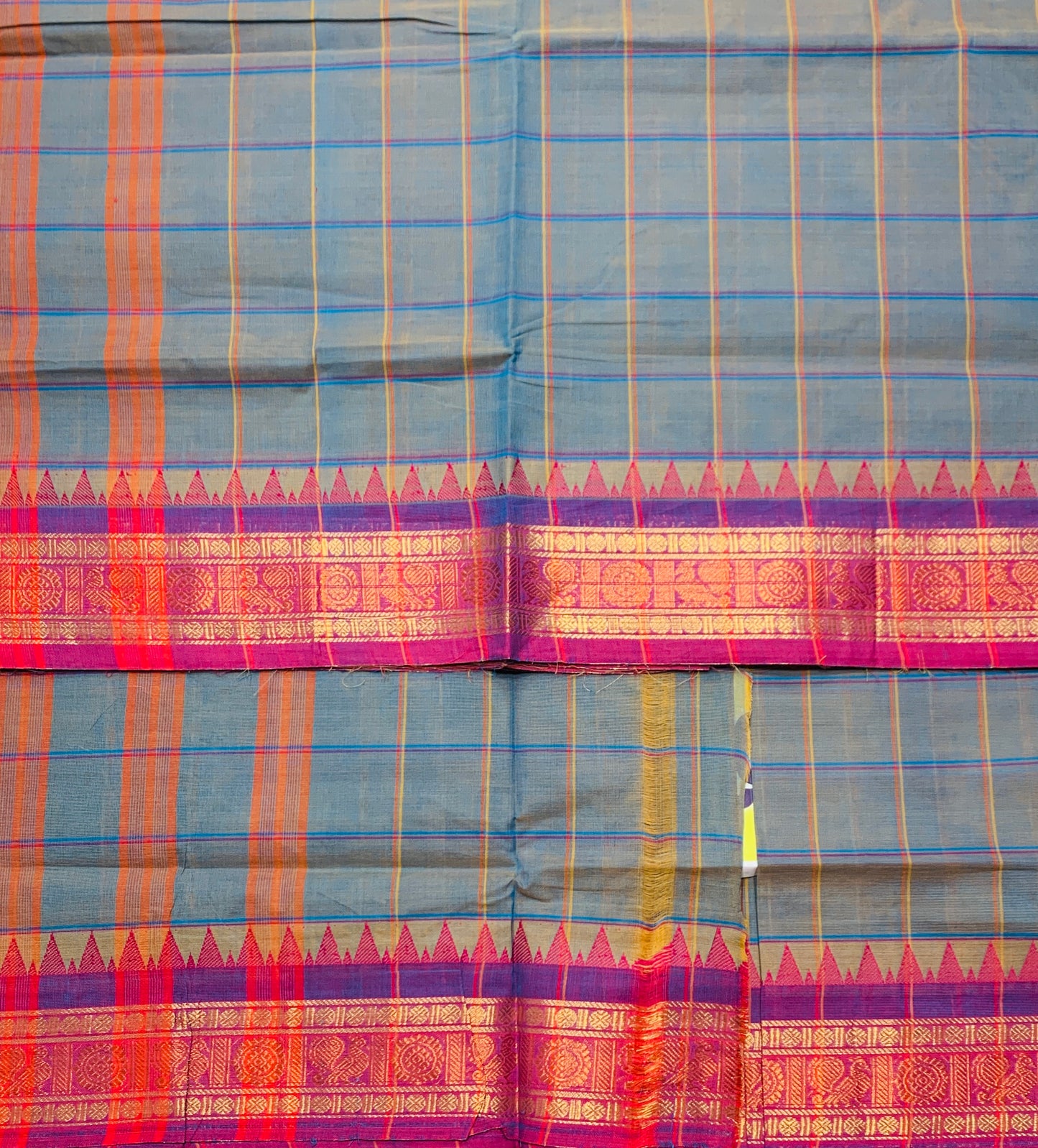 Chettinad Cotton Saree Dual Shade with Purple Design Border