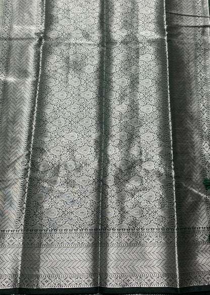 Crepe Saree Coffee Brown Colour with Green Border