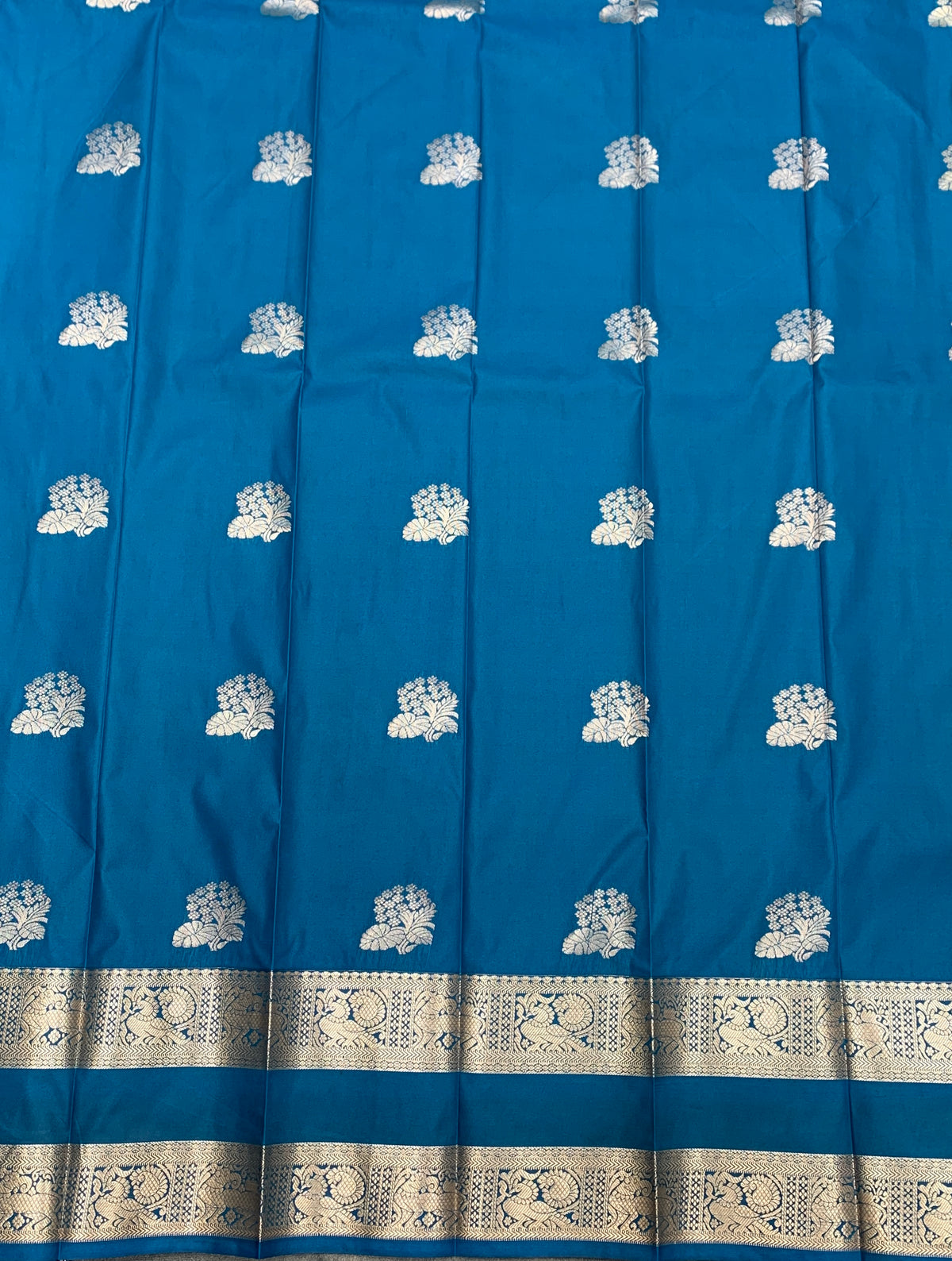 Soft Silk Casual Saree Sky Blue Colour with Rettai Pettu Border