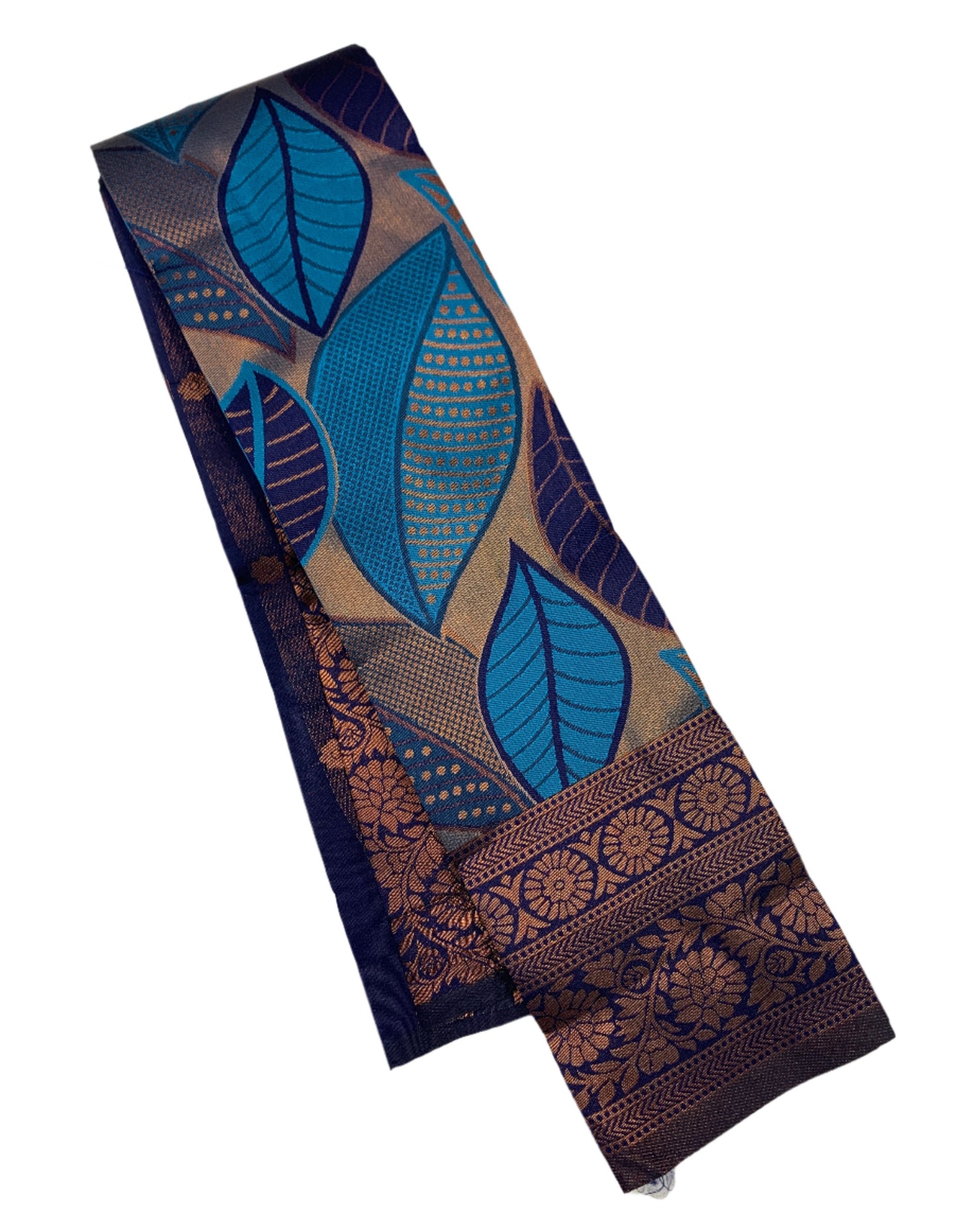 Art Silk Saree Sky Blue Colour with Leaf Design