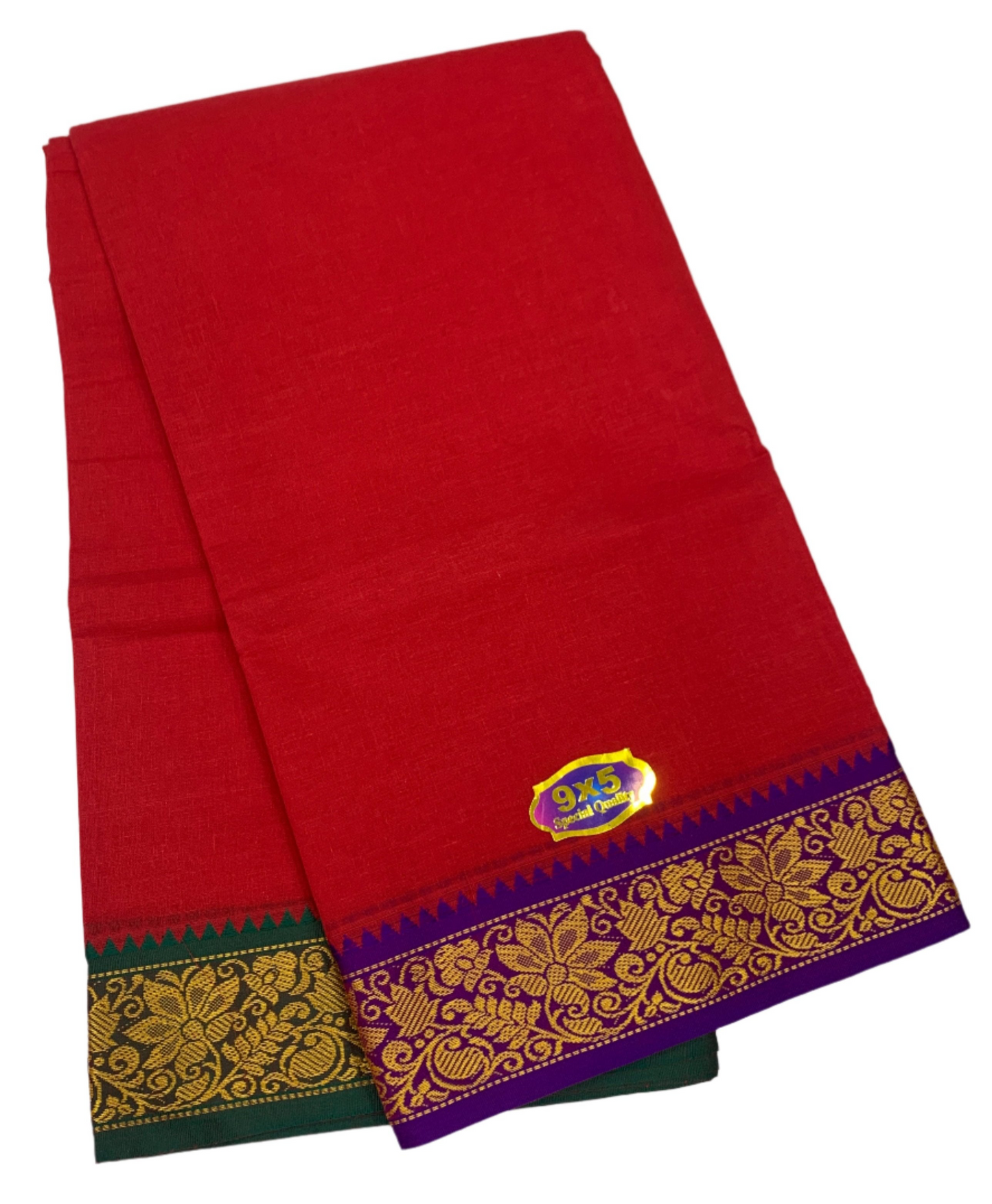 Red Colour Cotton Dhoti 9X5