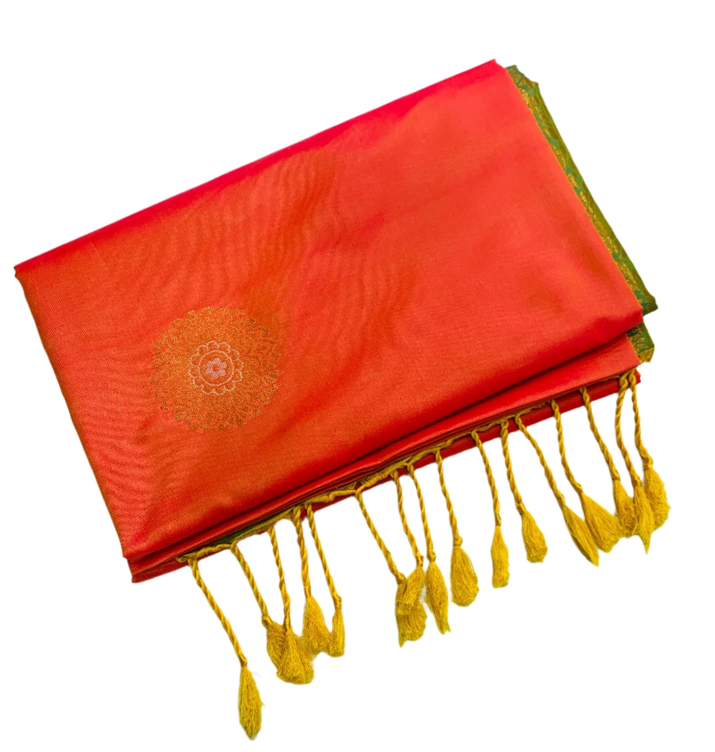 Soft Vegan Silk Saree Orange Colour with Border Less