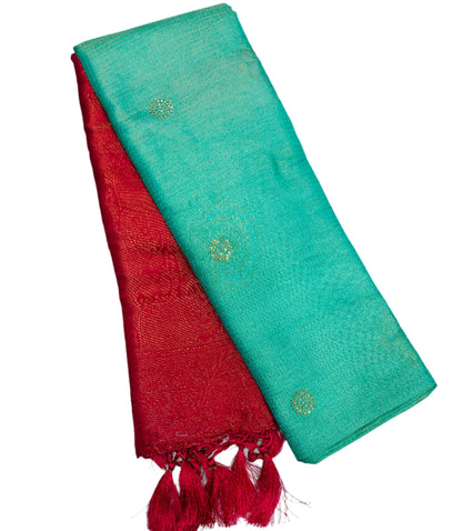 Sapphire shade kuberra pattu with Pink Pallu