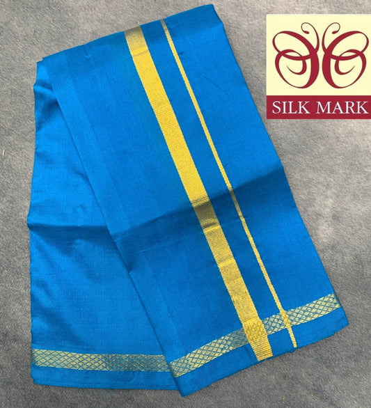 Silk Pooja Towel Sky Blue Colour