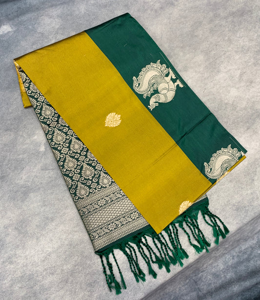 Art Silk Saree Mehendi Green Colour with Green Colour Border