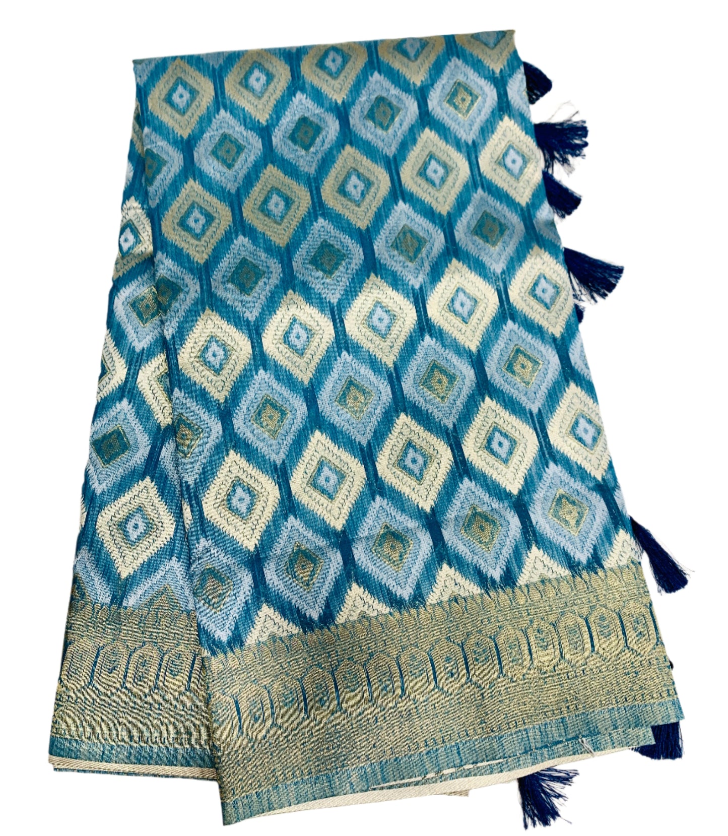 Banaras Katan Saree Sky Blue Colour with Katan Work Border