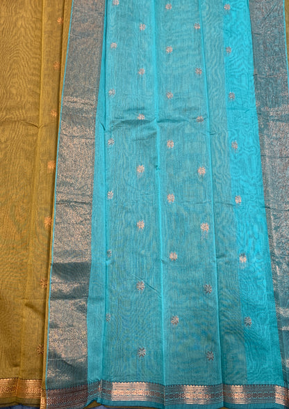 Golden Mustard Colour Silk Cotton Saree with Copper Zari Border