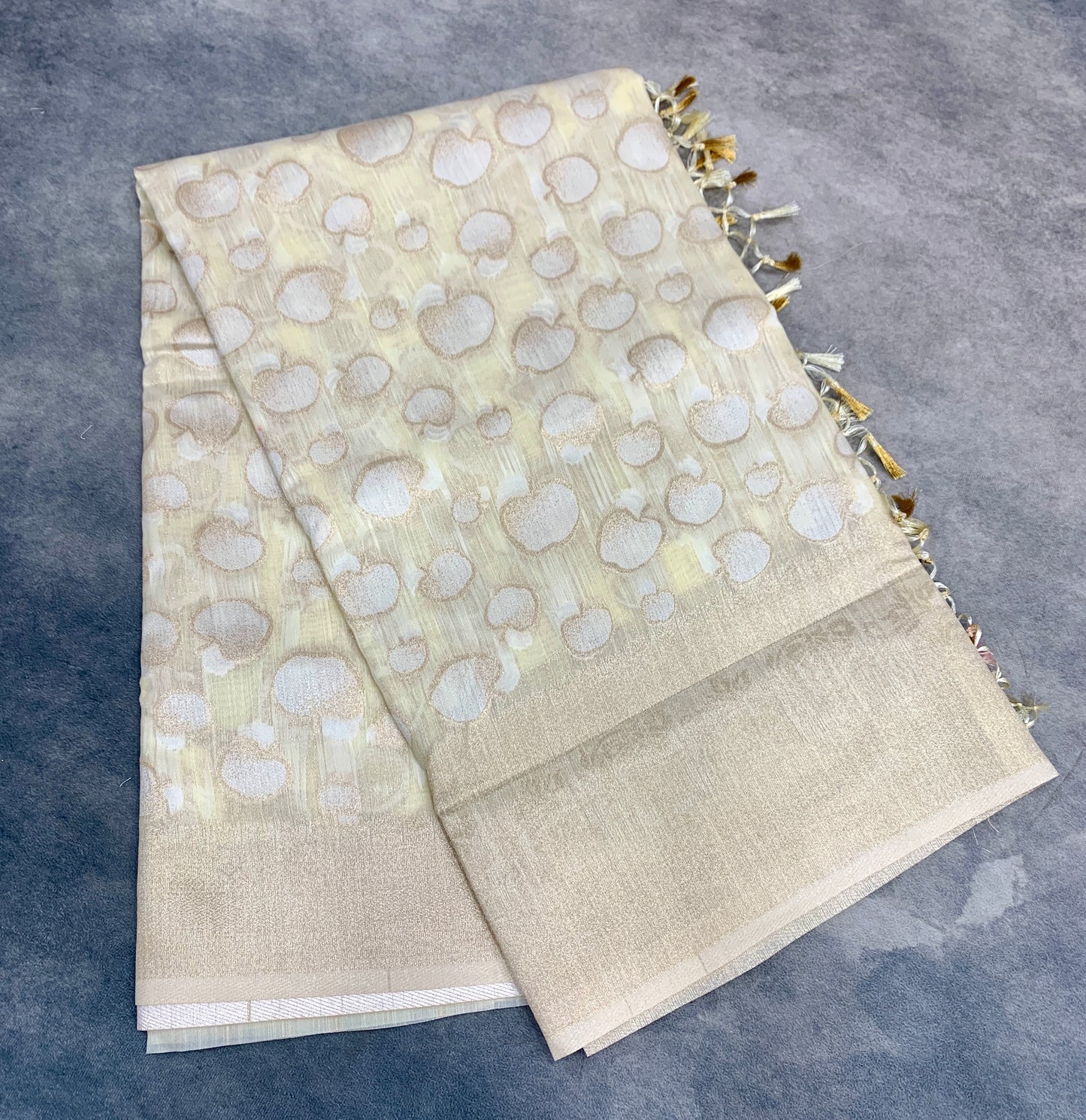 Banaras Katan Saree Off White Colour with Katan Work Border