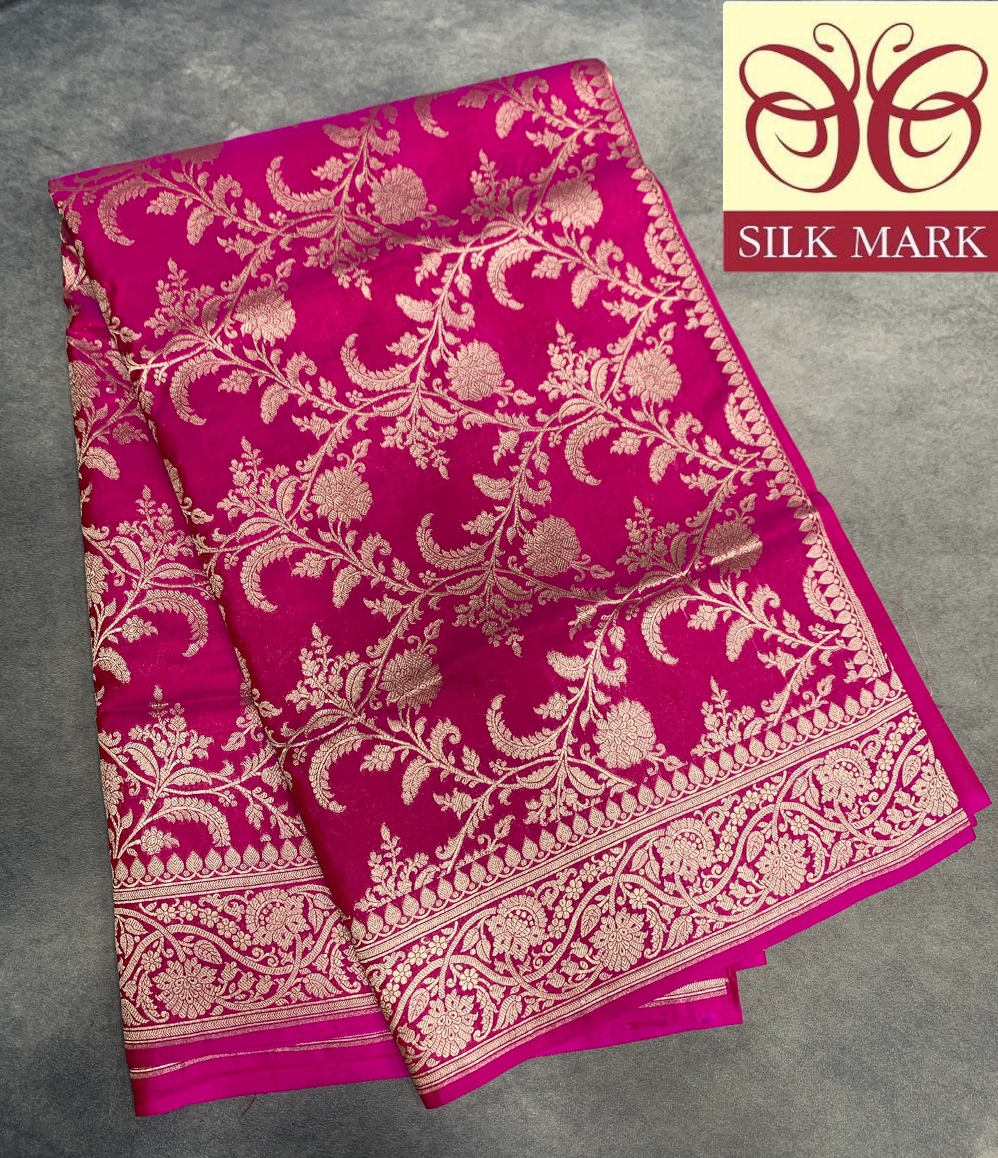Pure Banaras Silk Saree Pink Colour with Self Colour Banarasi border