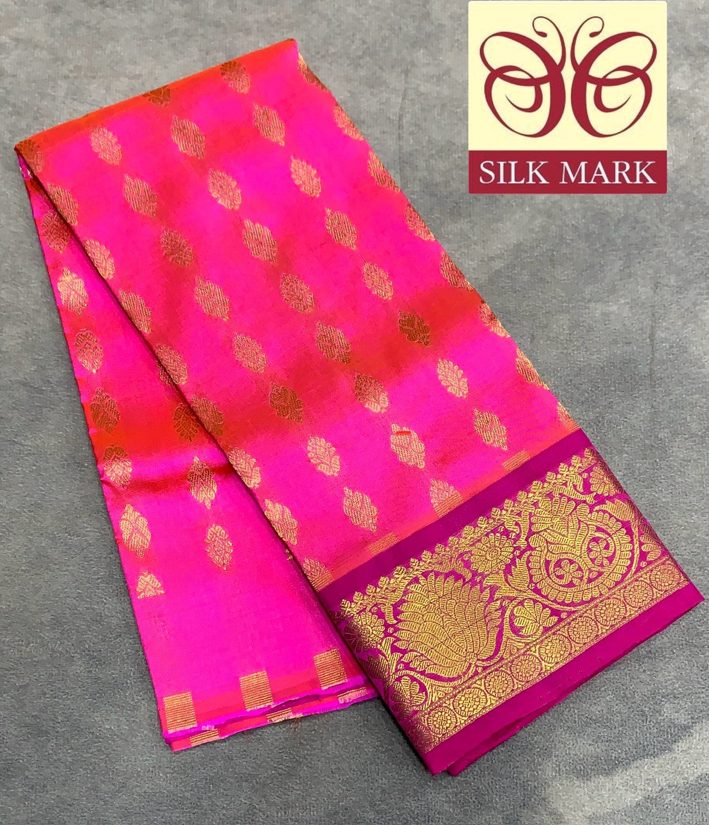 Baby Pink Shade Pure Kanchipuram Kids Pattu Pavadai with Contrast Border for Newborn to 2 Years