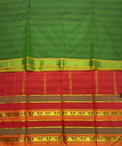 Arani Silk Saree Green Colour with Brown Border