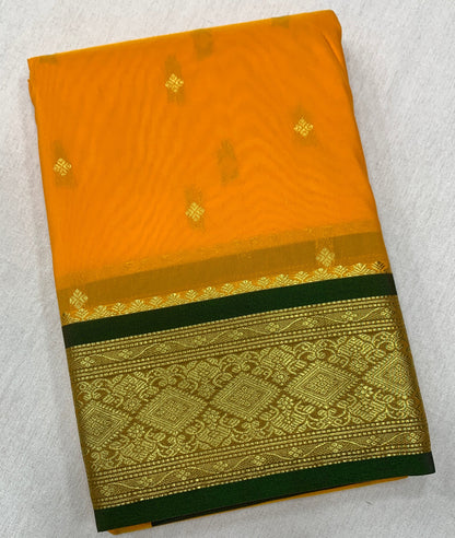 Light Yellow Shade Saree with Golden and Green Border