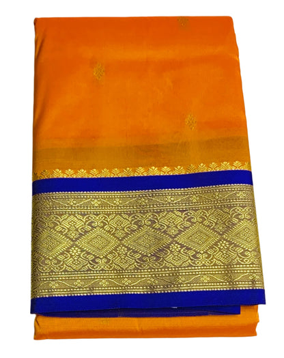 Yellow Shade Saree with Golden and Blue Border