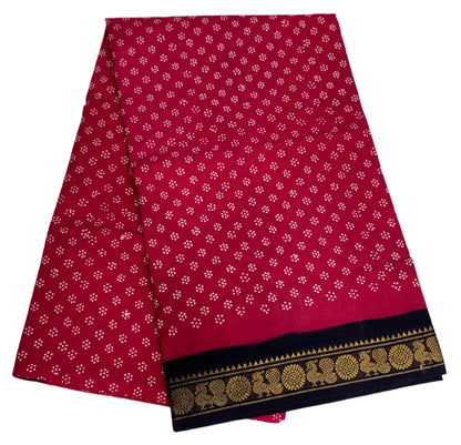 Chettinad Sungudi Cotton Pink Colour with Block Colour Border