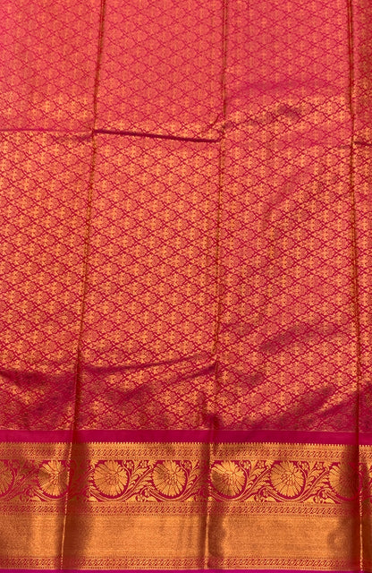 Soft Silk Casual Saree Golden Colour with Pink Colour Border