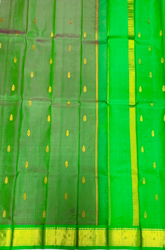 Pure Kanchipuram Silk Saree Dual shade with Golden Zari Border