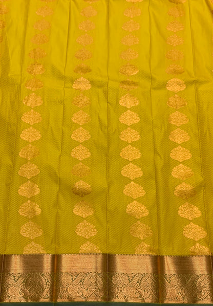 Vegan Silk Saree Mustard Colour Saree with Copper Border